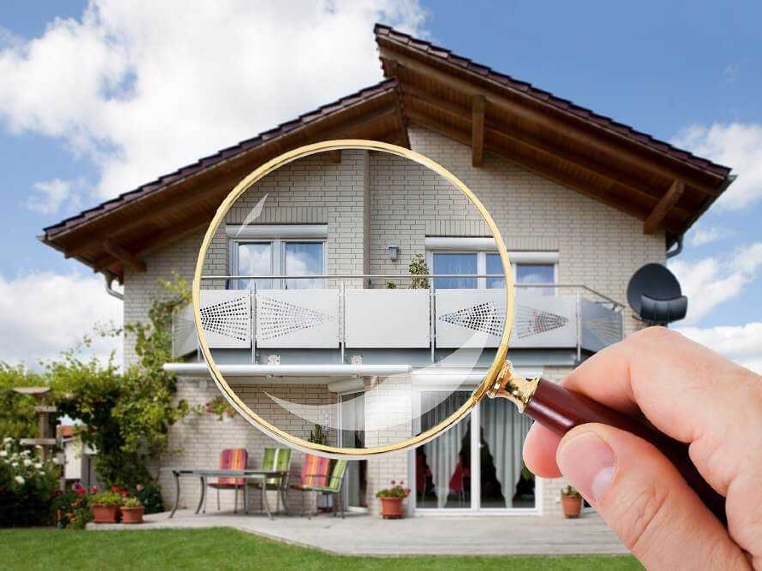 Looking at a home through a magnifying glass.